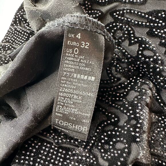 TopShop Burn Out Velvet Black Leggings Sheer Paisley Pattern Size 0 - Picture 6 of 10